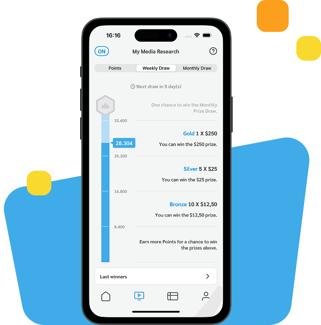 Media Rewards app: how users can earn gift cards, participate in prize draws, and take surveys through the rewards app.